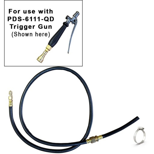 NPD Complete Output Hose Assembly for Boss Eliminator Pump to Trigger Gun QD Style - Gear Clamp Style