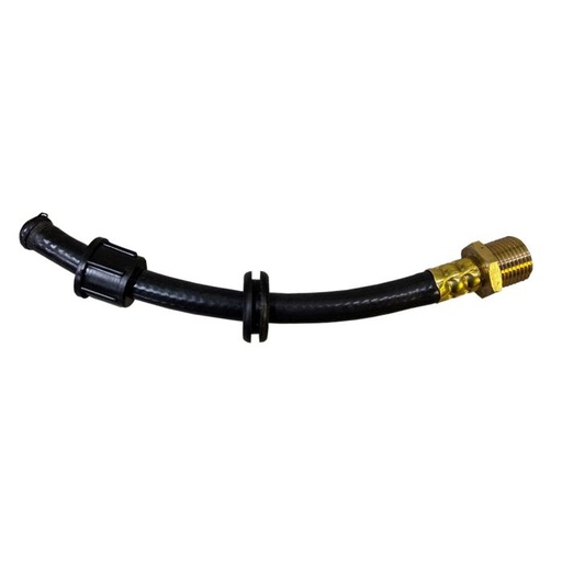 NPD Hose Connection to Pump Hose w/GEAR CLAMP, Barb to M8 Brass Male Thread - 7" Output Hose